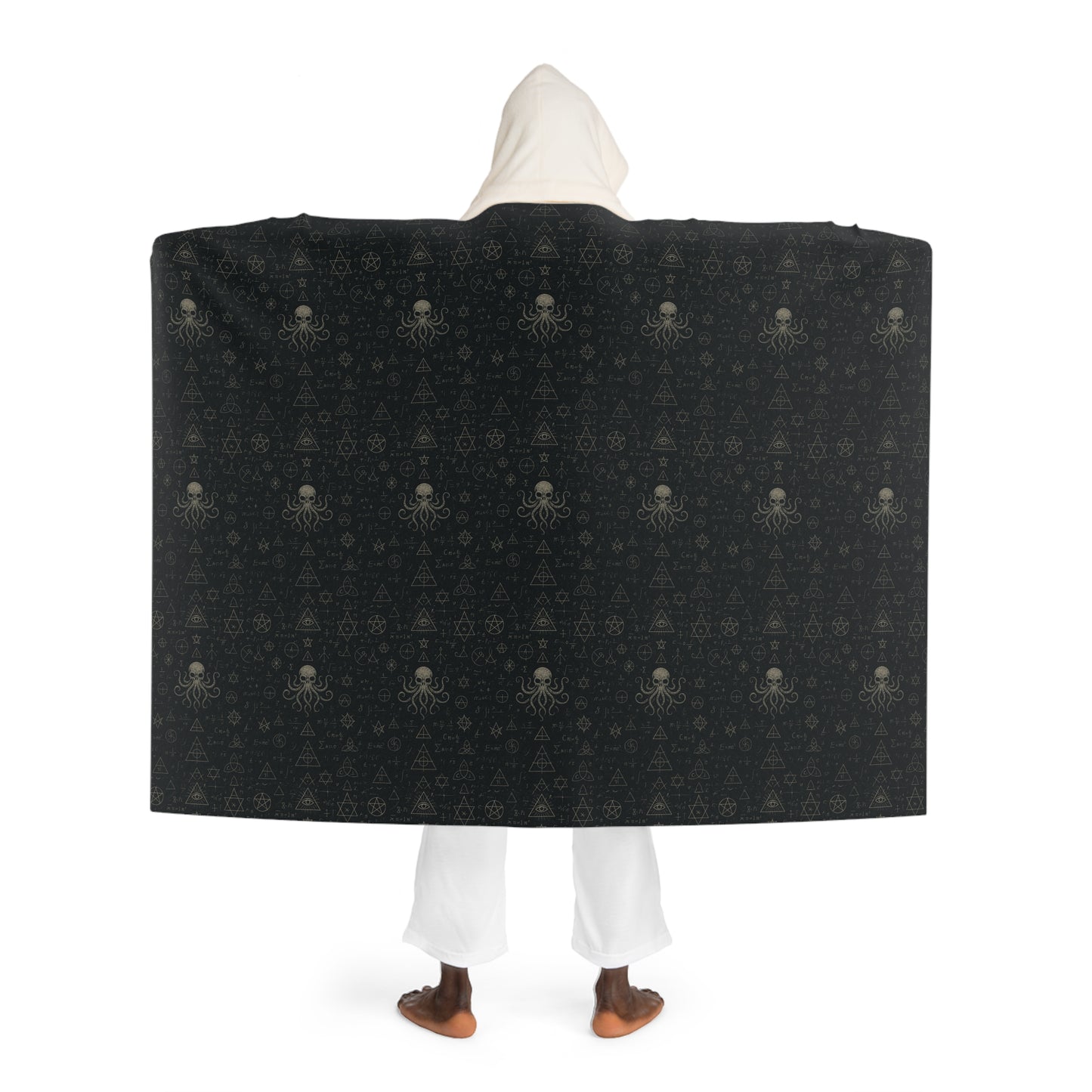 Cozy Halloween Hooded Sherpa Blanket | Warm Throw with Spider Design for Relaxation, Gift for Fall, Home Decor, Outdoor Movie Night