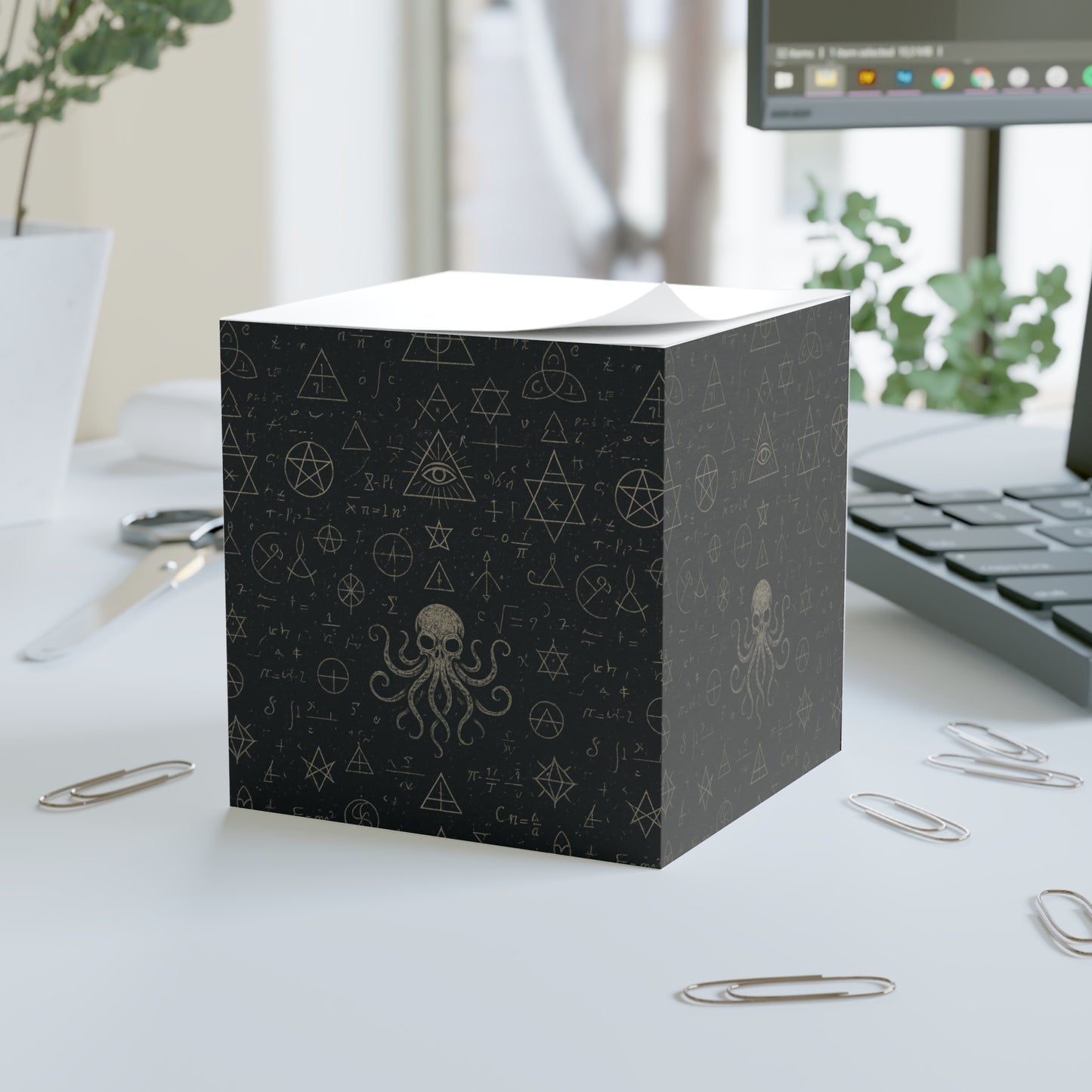 Mystical Note Cube, The Yellow Index Memo Pad, Stationery Gift, Desk Decor, Planner Accessories, Witchy Home Office